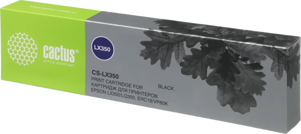 Картридж Cactus LX350 (CS-LX350) для Epson LX-350/ LQ-350/ ERC19/ VP80K, чёрный, 12,7мм х 10м, 3,5млн