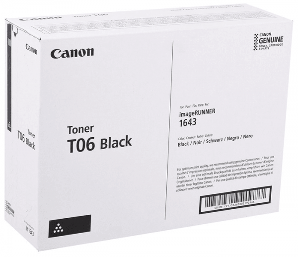 Тонер-картридж оригинальный Canon T06 3526C002 для принтера Canon imageRUNNER 1643iF/ 1643i, чёрный (20 500 стр.)