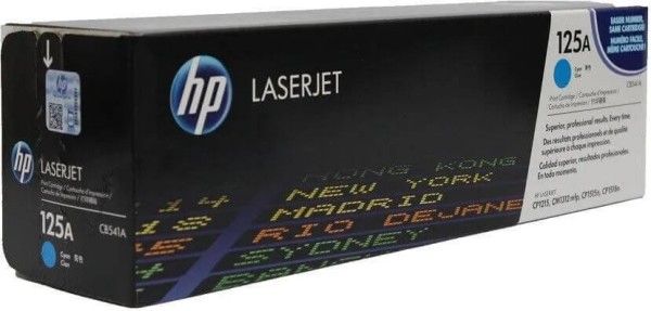Картридж HP CB541A (125A) оригинальный для принтера HP Color LaserJet CP1213/ CP1214/ CP1215/ CP1216/ CP1217/ CP1513n/ CP1514n/ CP1515n/ CP1516n/ CP1517ni/ CP1518ni/ CP1519ni/ CM1312/ CM1312cb/ CM1312eb/ CM1312wb/ CM1312ci/ CM1312ei/ CM1312wi cyan, (1400
