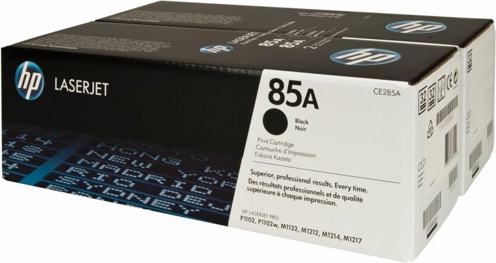 CE285AF (85A) оригинальный картридж HP для принтера HP LaserJet Pro P1102/ 1104/ 1106/ 1107/ 1108/ 1109/ M1132/ 1134/ 1136/ 1137/ 1138/ 1139/ 1212/ 1213/ 1214/ 1216/ 1217/ 1248, двойная упаковка 2*1600 страниц