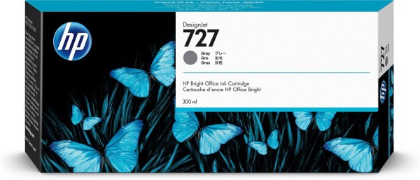 Картридж HP №727 (F9J80A) оригинальный для HP DesignJet T1500/ T1530/ T2500/ T2530/ T3500/ T920/ T930, серый, 300 мл