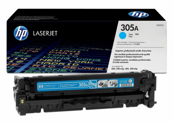 Картридж HP CE411A (305A) Cyan оригинальный для HP Color LaserJet Pro M351/ M375/ M451/ M475, голубой, 2600 страниц