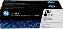 Картридж HP CE278AF/CE278AD (78A) оригинальный HP для принтера HP LaserJet Pro P1566/ P1567/ P1568/ P1569/ P1606/ P1607/ P1608/ P1609/ M1530/ M1536/ M1537/ M1538/ M1539, чёрный, двойная упаковка 2*2100 страниц