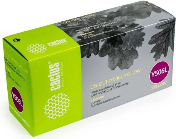 Картридж Cactus CLT-Y506L (CS-CLT-Y506L) Yellow для Samsung CLP 680/ CLX 6260/ 6260FD/ 6260FR, жёлтый, 3500 страниц