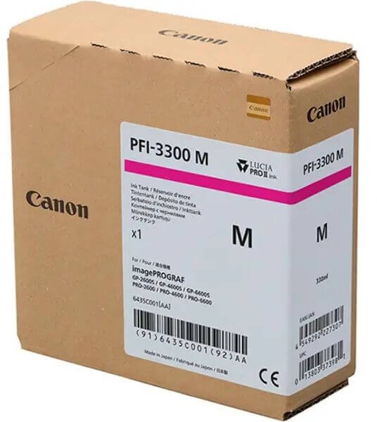 Картридж Canon PFI-3300M 6435C001 (Magenta) оригинальный для Canon ImagePrograf PRO-2600/ PRO-4600/ PRO-6600/ GP-2600S/ GP-4600S/ GP-6600S, пурпурный, 330мл