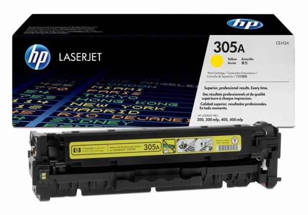Картридж HP CE412A (305A) Yellow оригинальный для HP Color LaserJet Pro M351/ M375/ M451/ M475, жёлтый, 2600 страниц