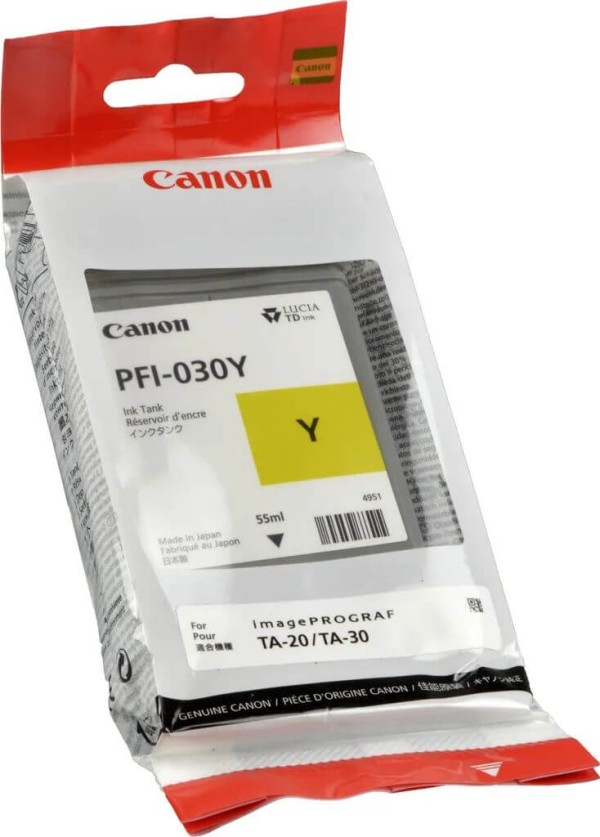 Картридж Canon PFI-030Y 3492C001 оригинальный для Canon ImagePrograf TA-20/ TA-30/ TM-240/ TM-340, жёлтый (yellow), 55 мл