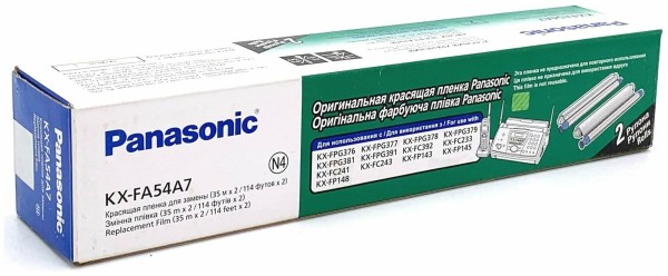 Термопленка Panasonic KX-FA54A/ KX-FA54A7 оригинальная для Panasonic KX-FP143/ FP148, KX-FC241/ FC243, KX-FPG376/ FPG381, чёрный, 2шт*35м