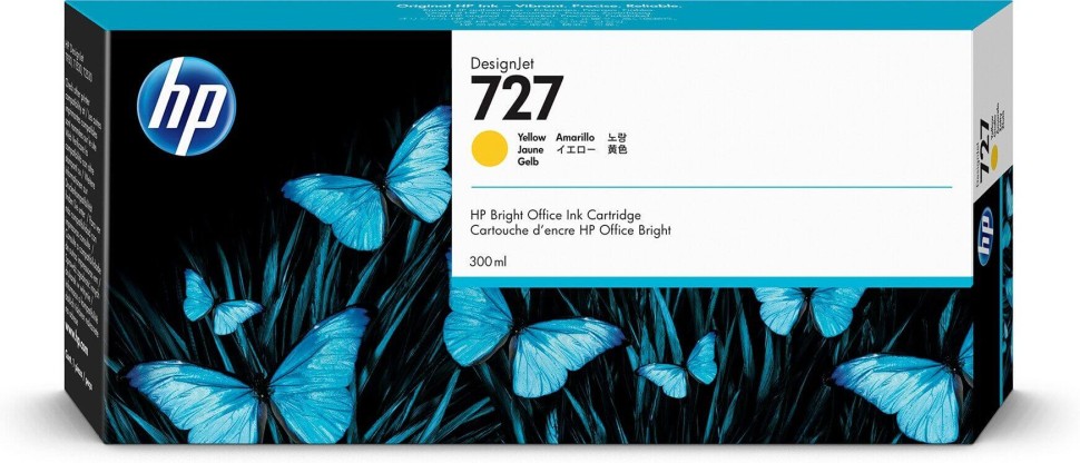 Картридж HP №727 (F9J78A) оригинальный для HP DesignJet T1500/ T1530/ T2500/ T2530/ T3500/ T920/ T930, желтый, 300 мл