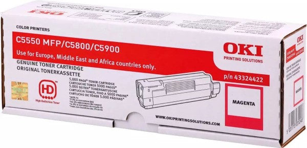 Картридж OKI (43324422/ 43324442) оригинальный для принтера OKI C5550/ С5800/ C5900, пурпурный, 5000 страниц