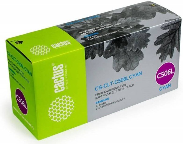 Картридж Cactus CLT-C506L (CS-CLT-C506L) Cyan для Samsung CLP 680/ CLX 6260/ 6260FD/ 6260FR, голубой, 3500 страниц