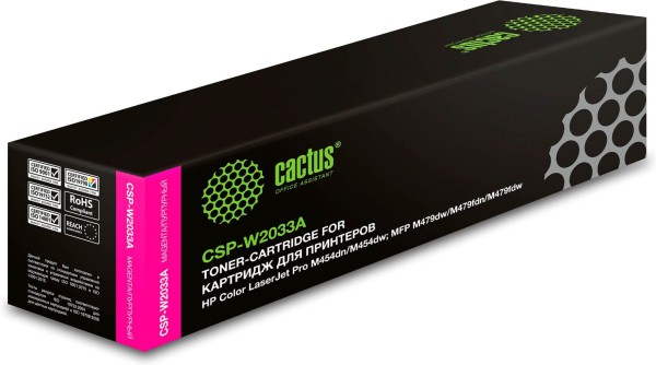 Картридж Cactus W2033A 415A (CSP-W2033A) Magenta для HP Color LaserJet M454/ M479 MFP, пурпурный, 2100 стр.