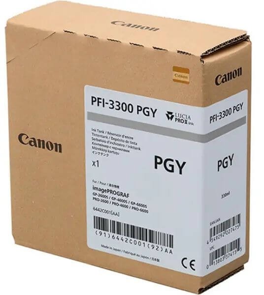 Картридж Canon PFI-3300GY 6437C001 (Grey) оригинальный для Canon ImagePrograf PRO-2600/ PRO-4600/ PRO-6600/ GP-2600S/ GP-4600S/ GP-6600S, серый, 330мл