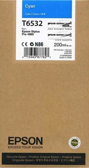 Epson C13T653200 оригинальный картридж для Epson Stylus Pro 4900, (200ml) : Cyan