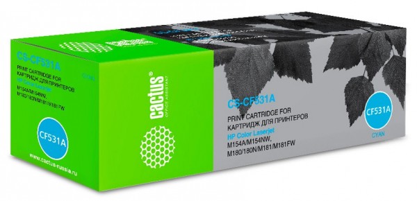 Картридж лазерный Cactus CS-CF531A для HP LJ M180n/M181fw, голубой (900стр.) 