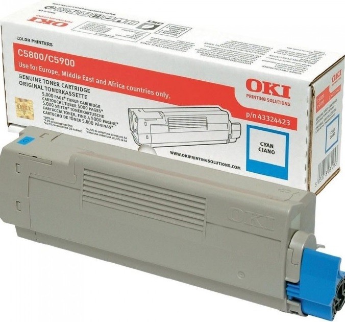 Картридж OKI (43324423/ 43324443) оригинальный для принтера OKI C5550/ С5800/ C5900, голубой, 5000 страниц