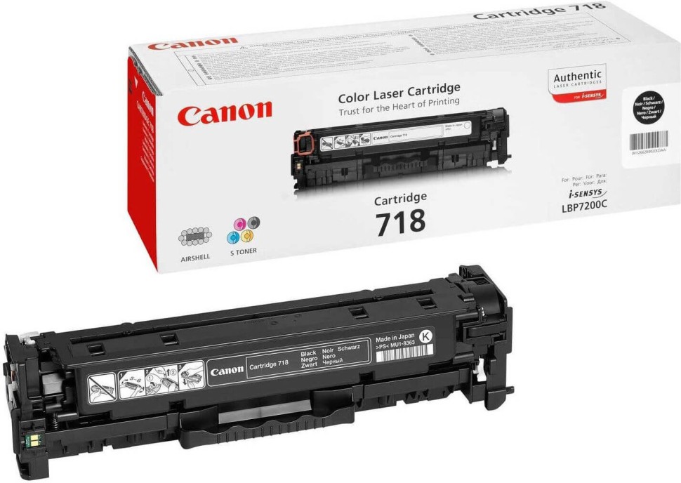 Картридж Canon 718Bk 2662B002 оригинальный для принтера Canon LBP-7200, LBP-7660, LBP-7680, MF8330, MF8340, MF8350, MF8360, MF8380 black 3400 страниц