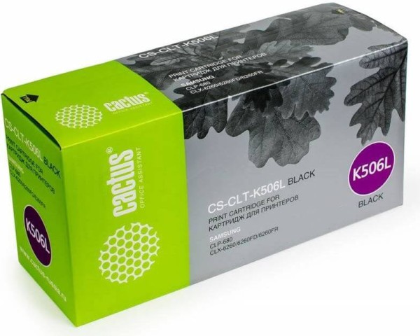 Картридж Cactus CLT-K506L (CS-CLT-K506L) Black для Samsung CLP 680/ CLX 6260/ 6260FD/ 6260FR, чёрный, 6000 страниц