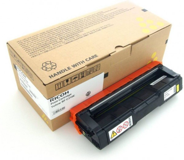 Картридж Ricoh SPC310E (407639) оригинальный для Ricoh Aficio SP C231SF/ C232SF/ C231N/ C232DN/ C311N/ C312DN/ C320DN/ C242DN/ C242SF, желтый, 2500 стр.