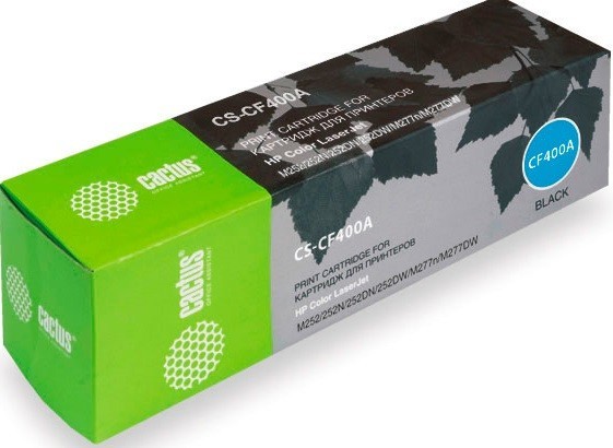 Картридж Cactus CF400A (CS-CF400A) для принтеров HP Color LaserJet M252/ 252N/ 252DN/ 252DW/ M277n/ M277DW черный 1500 страниц