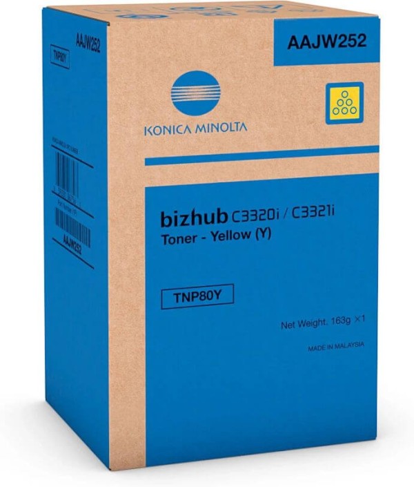Картридж Konica-Minolta TNP-80Y/ TNP80Y/ AAJW252 оригинальный для принтера Konica-Minolta bizhub C3320i, желтый, 9000 стр.