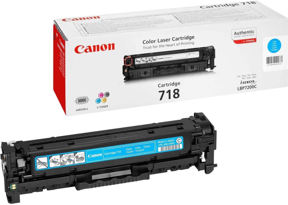 Картридж Canon 718C 2661B002 оригинальный для принтера Canon LBP-7200, LBP-7660, LBP-7680, MF8330, MF8340, MF8350, MF8360, MF8380 cyan 2900 страниц