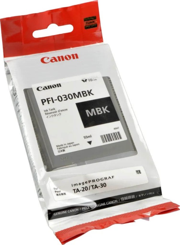 Картридж Canon PFI-030MBK 3488C001 оригинальный для Canon ImagePrograf TA-20/ TA-30/ TM-240/ TM-340, матовый чёрный (matte black), 55 мл