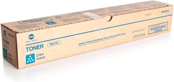 Картридж Konica-Minolta TN-512C/A33K452 оригинальный для Konica-Minolta bizhub C454/ C554, голубой, 26000 страниц