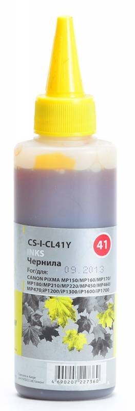 Чернила Cactus CS-I-CL41Y для принтеров Canon Pixma MP150/ MP160/ MP170/ MP180/ MP210/ MP220, желтый 100мл