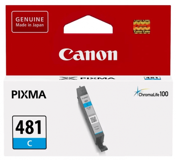 Картридж оригинальный Canon CLI-481 C 2098C001 для принтера Canon Pixma TS6140/ TS8140/ TS9140/ TR8540, голубой (5.6 мл)