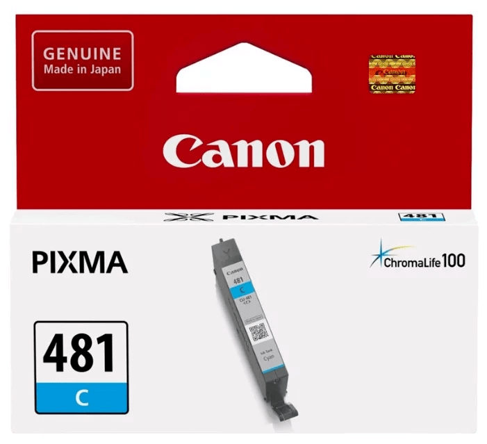 Картридж оригинальный Canon CLI-481 C 2098C001 для принтера Canon Pixma TS6140/ TS8140/ TS9140/ TR8540, голубой (5.6 мл)