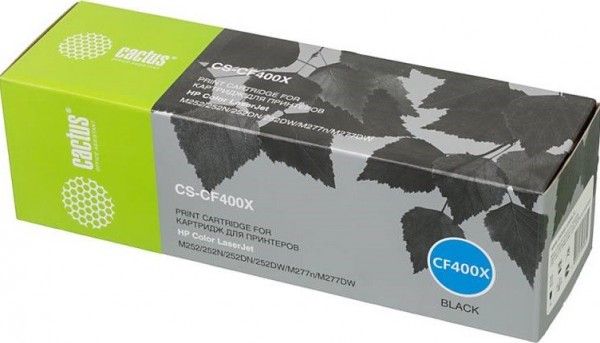 Картридж Cactus CF400X (CS-CF400X) для принтеров HP Color LaserJet M252/ 252N/ 252DN/ 252DW/ M277n/ M277DW черный 2800 страниц