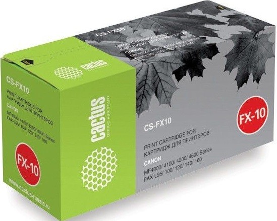 0263B002 Cactus FX-10 Картридж (CS-FX10S) для принтеров Canon MF4000/4100/4200/4600 Series FAX-L95/100/120/140/160 черный (2 500 стр.)