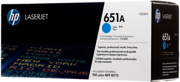 Картридж HP CE341A (651A) оригинальный для принтера HP Color LaserJet Enterprise 700 MFP M775 cyan, 16000 страниц