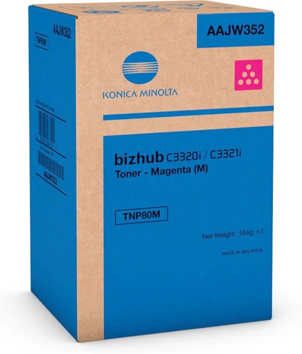 Картридж Konica-Minolta TNP-80M/ TNP80M/ AAJW352 оригинальный для принтера Konica-Minolta bizhub C3320i, пурпурный, 9000 стр.