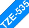 Картридж Brother TZE-535 (TZe535) оригинальный для Brother P-Touch, лента 12мм*8м, белый на синем