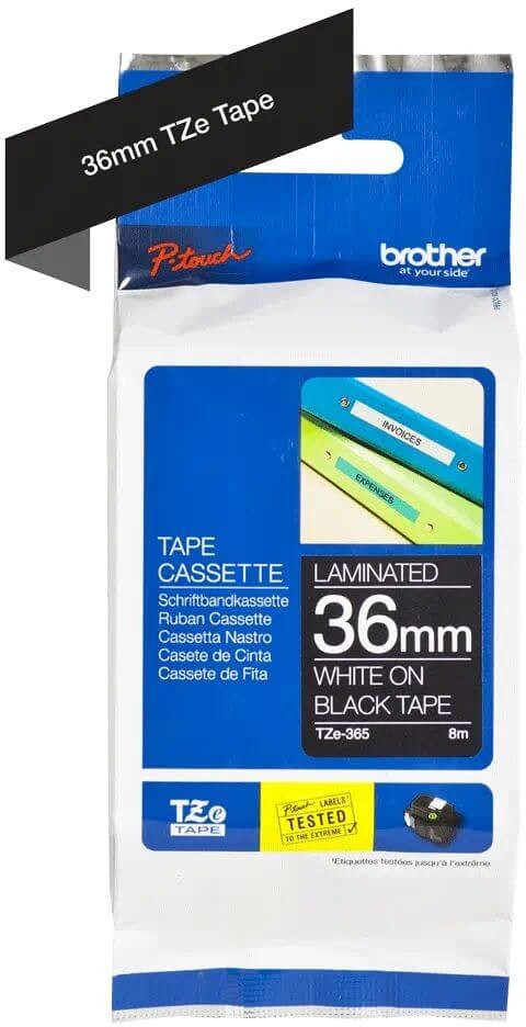 Картридж Brother TZE-365 (TZe365) оригинальный для Brother P-Touch, лента 36мм*8м, белый на чёрном