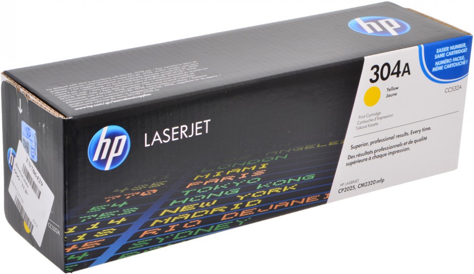 Картридж HP CC532A (304A) оригинальный для принтера HP Color LaserJet CP2025/ CM2320 CM2320/ CM2320fxi/ CM2320nf/ CP2025/ CP2025dn/ CP2025n yellow, 2800 страниц