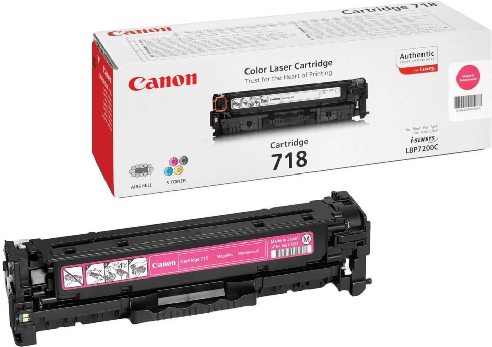 Картридж Canon 718M 2660B002 оригинальный для принтера Canon LBP-7200, LBP-7660, LBP-7680, MF8330, MF8340, MF8350, MF8360, MF8380 magenta 2900 страниц