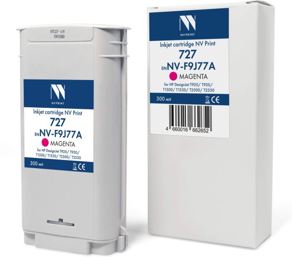 Картридж NV Print №727 (NV-F9J77A) Magenta для HP DesignJet T920/ T930/ T1500/ T1530/ T2500/ T2530, пурпурный, 300 мл