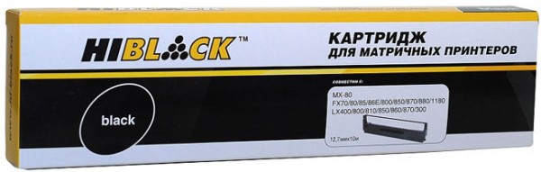 Картридж Hi-Black для Epson LX/ FX-800/ 300/ 400 MX-80, Bk, 10м