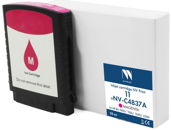 Картридж NV Print №11 (NV-C4837A) Magenta для HP Business InkJet 1000/ 1100/ 1200/ 2200, пурпурный, 28мл