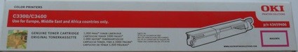 Картридж OKI (43459406/43459418) оригинальный для принтера OKI C3300/ C3400, пурпурный, 1000 стр.