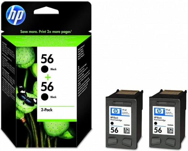 Картридж HP №56 (C9502AE) оригинальный для HP DJ 5500/PS 7150/7350/7660 сдвоенная упаковка (2xC6656A) черный