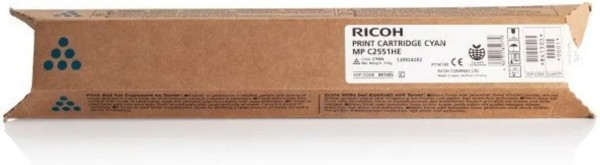 Картридж Ricoh MP C2551HE (842468/ 842064/ 841509) оригинальный для Ricoh Aficio MP C2051/ C2551, голубой, 9500 стр.