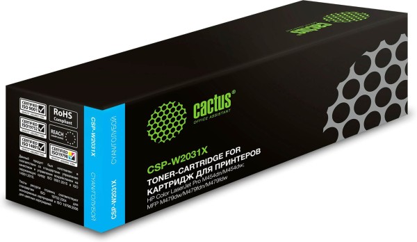 Картридж Cactus W2031X 415X (CSP-W2031X) Cyan для HP Color LaserJet M454/ M479 MFP, голубой, увеличенный, 6000 стр.