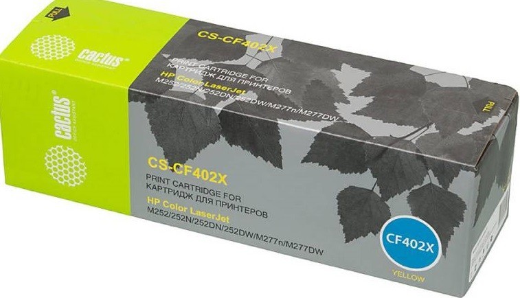 Картридж Cactus CF402X (CS-CF402X) для принтеров HP Color LaserJet M252/ 252N/ 252DN/ 252DW/ M277n/ M277DW желтый 2300 страниц