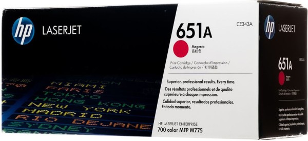 Картридж HP CE343A (651A) оригинальный для принтера HP Color LaserJet Enterprise 700 MFP M775 magenta, 16000 страниц