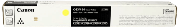 Картридж Canon C-EXV64Y 5756C002 Yellow оригинальный для Canon imageRUNNER ADVANCE C3922/ C3926/ C3930/ C3935, жёлтый, 25500 стр.