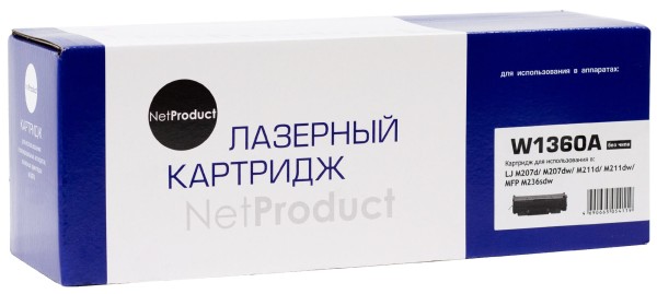 Картридж NetProduct W1360A (N-W1360A-NC) (без чипа) для HP LaserJet M211/ MFP M236, 1150 стр.